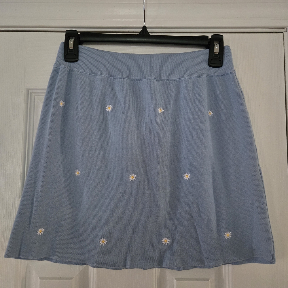 Blue Floral Embroidered Women's Skirt